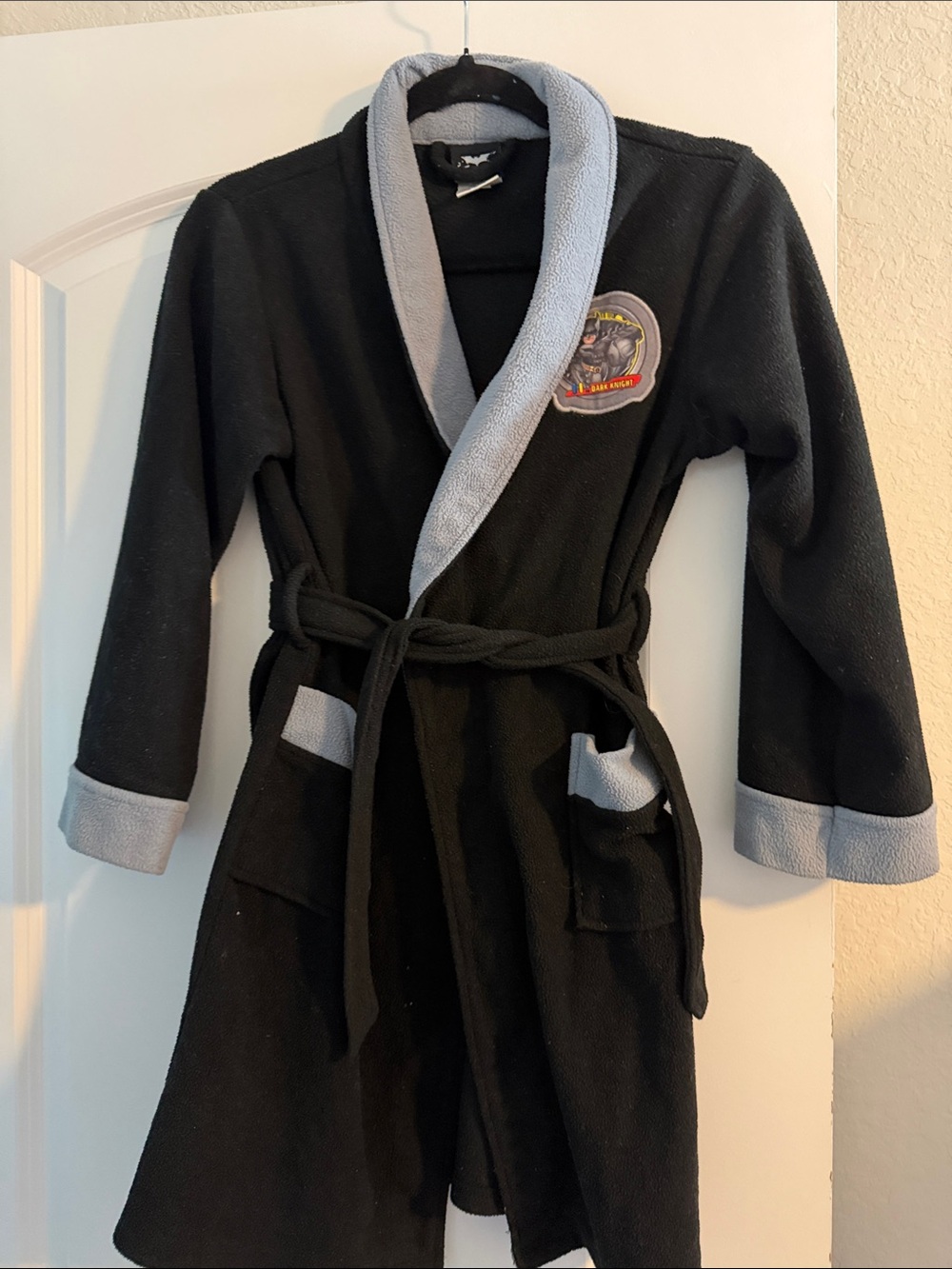 Kids Black and Light Gray Fleece Robe - Cozy Bathrobe